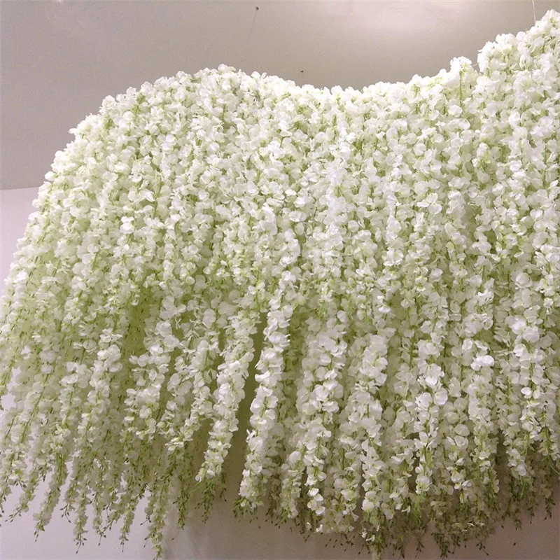 Fake Wisteria Artificial Hanging Flower Garland Vines for Wedding Arch Decoration Home Garden Wall Decor Wreath DIY Silk Flowers