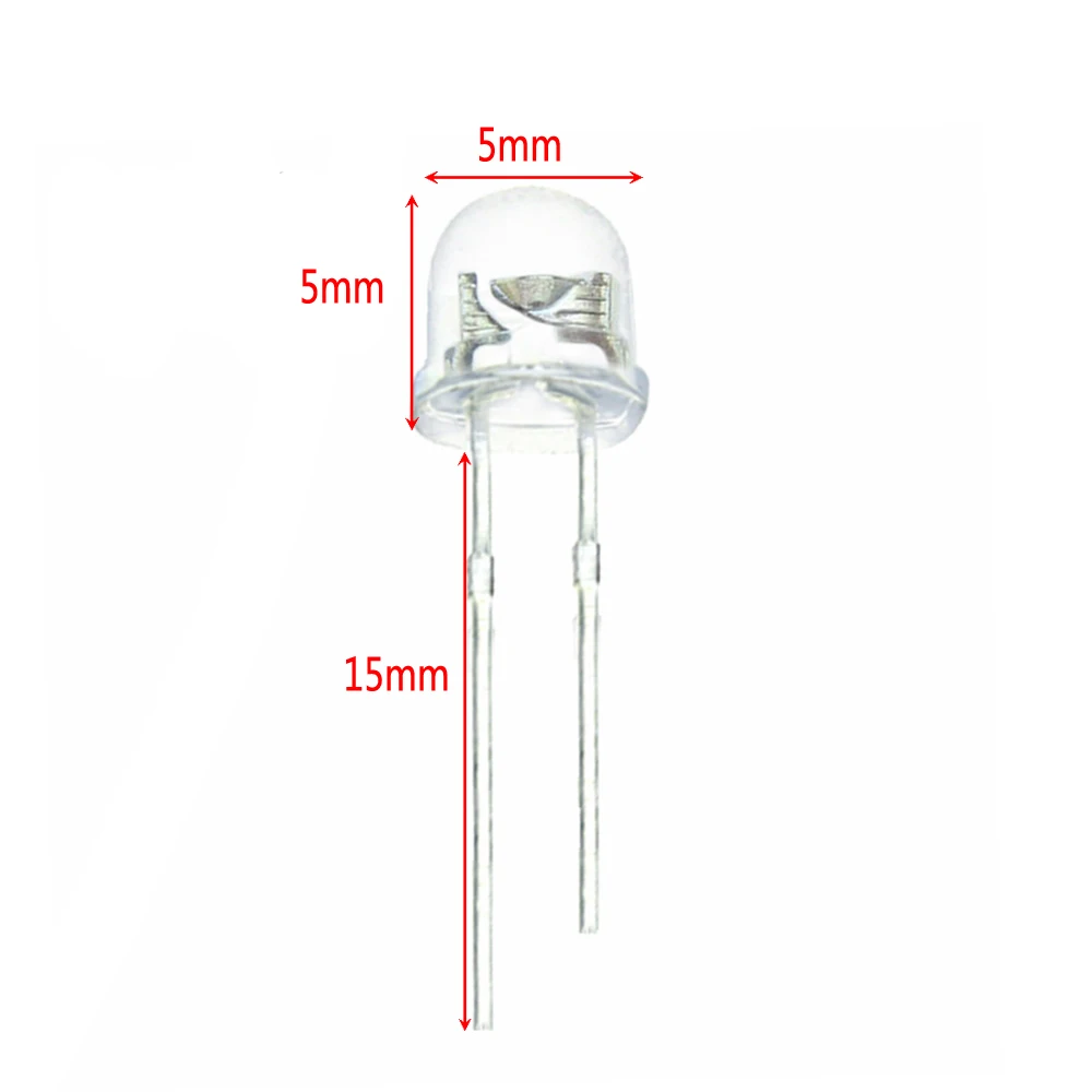 물 투명하고 매우 밝은 광각 LED 발광 다이오드, 빨대 개트 화이트 LED, 5mm, 로트 당 100 개, 4.8mm