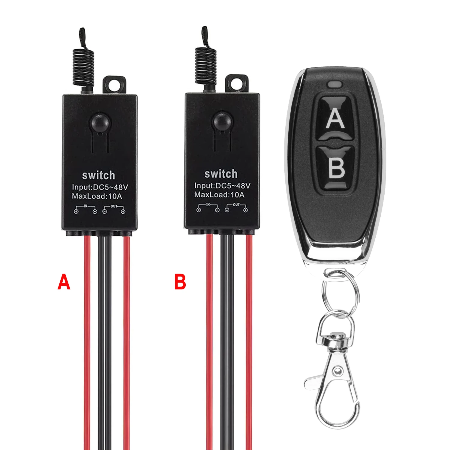 Mini Size RF Remote Control Switch DC 5V 12V 24V 36V 48V 10A 1CH Relay Module Receiver Transmitters AB Remote
