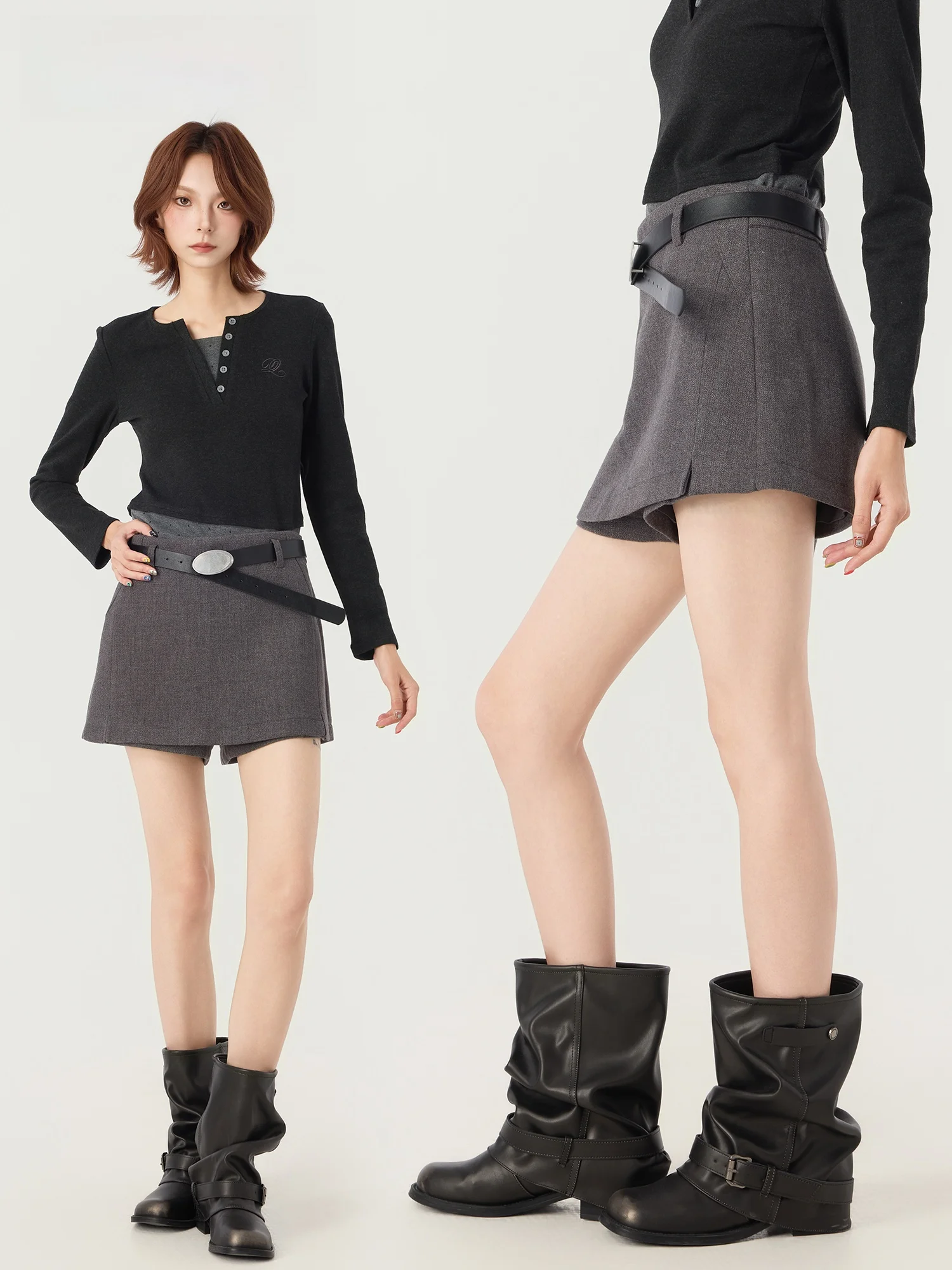 

Didimax Winter New ey Woolen Skirt Ele High Quali ort Skirt Polyester Rayon Blend Fabric Young Women's Faion