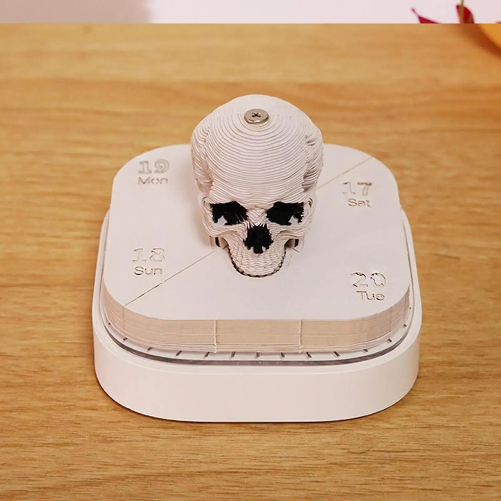 Time Piece Calendar 2026 3D Skull Shape Paper Sculpture Notepad Paper Sculpture Art Calendar For Executive Assistants