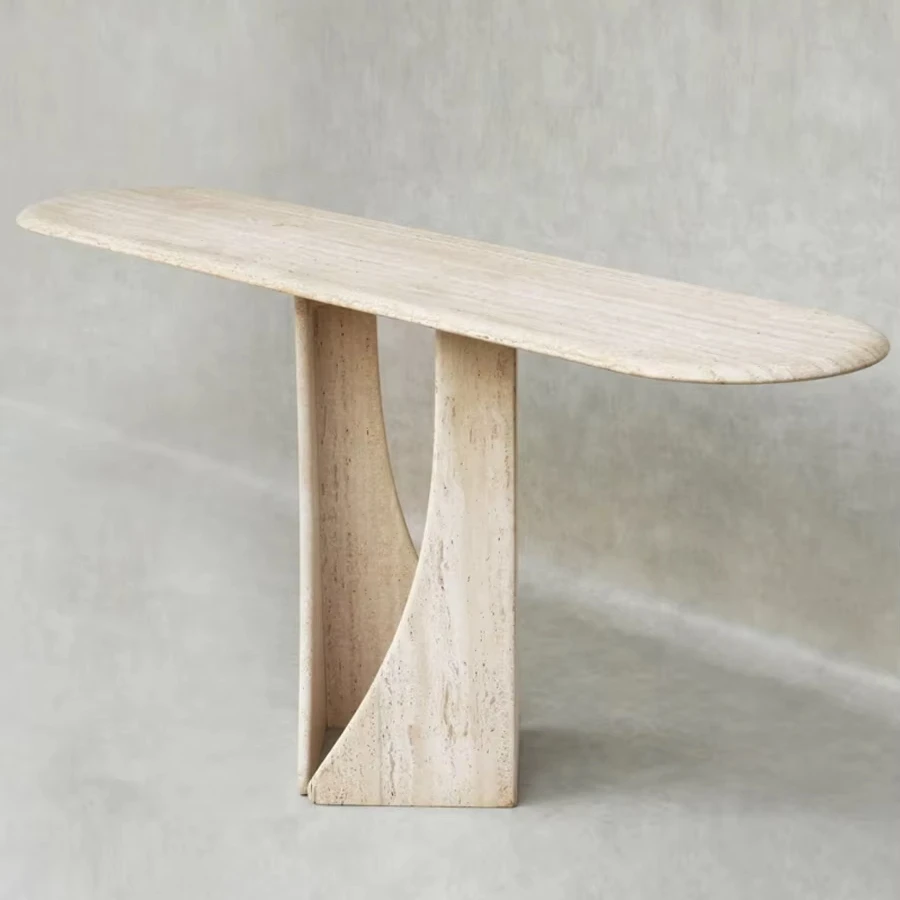 Minimalistic Living Room Furniture for Home or Hotel Modern European Style Entrance Hall Travertine Console Table