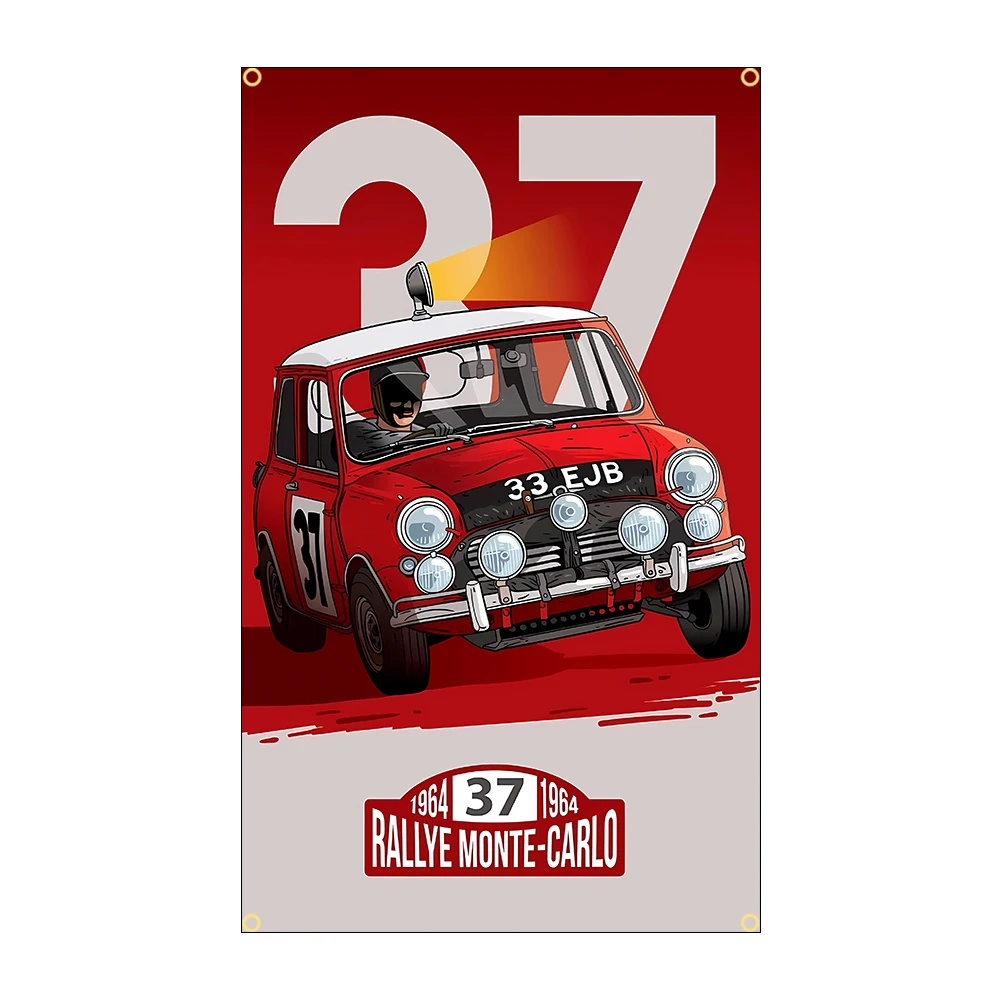 60x90cm 90x150cm Cool Car Cooper Flag Polyester Poster Car Decor Tapestry - Racing Theme Home Decor Artwork