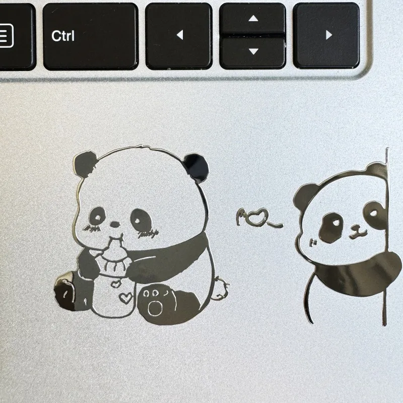 10PCS Cute cartoon giant panda 3D metal stickers for mobile phones, computers and laptops 3d sticker
