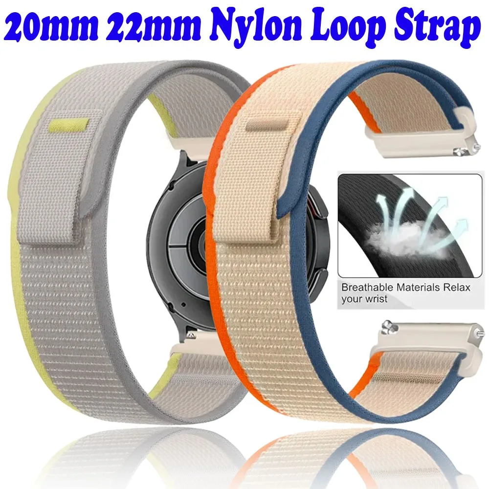 20mm 22mm Trail Nylon Loop Strap for Xiaomi Watch 5/S5-4-3-2 Comfortable Bracelet for Oneplus Watch 4-Lite/Realme Watch 5-S Belt