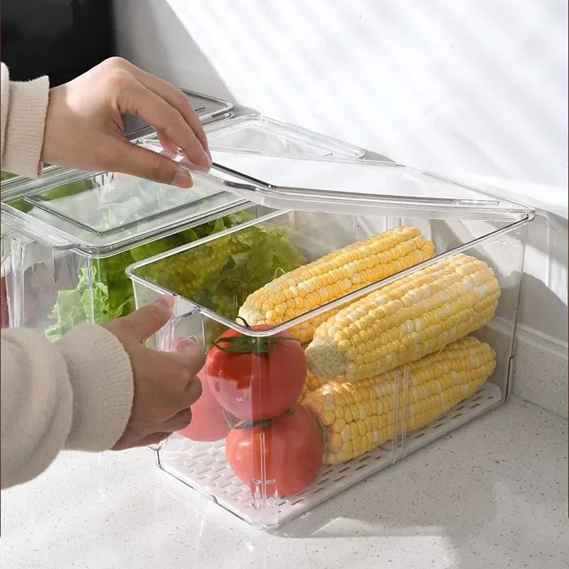 Keuken Voedselbewaardoos Koelkast Organizer Met Handvat Stapelbare Groente Fruit Opslagcontainers Huisorganisatie