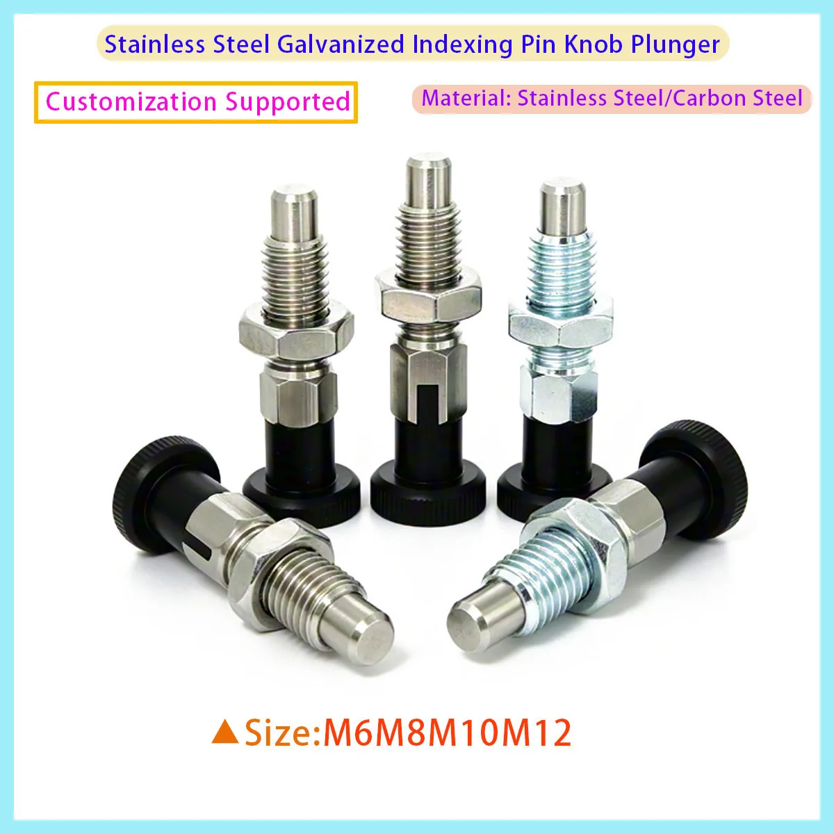 Guangluo Gn717 Galvanized Stainless Steel Spring Index Plunger Knob Lock Pin M6-m16