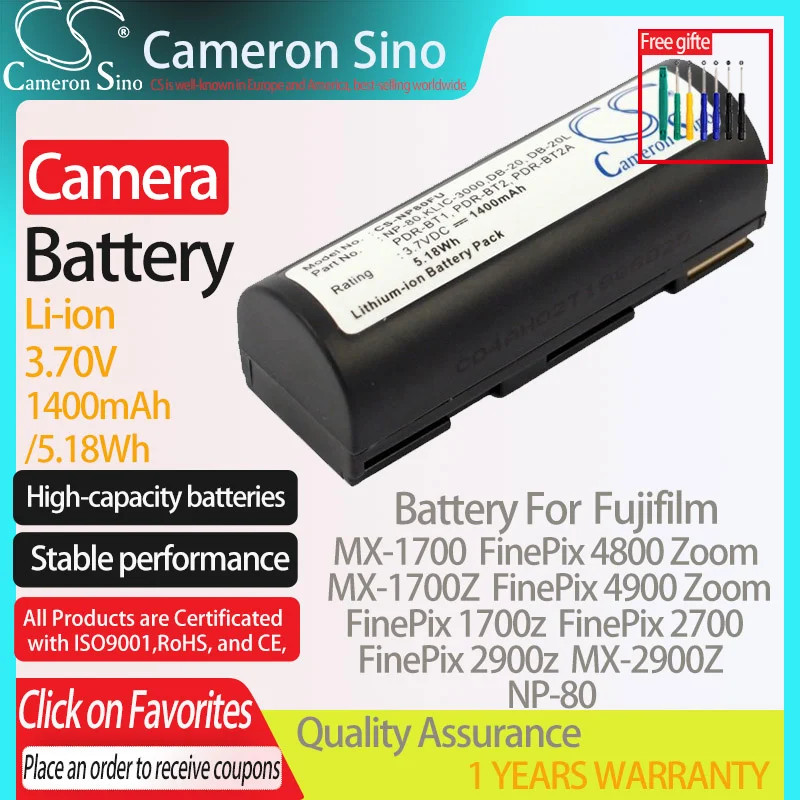 CameronSino Battery for Fujifilm FinePix 1700z FinePix 2700 FinePix 2900z MX-1700 MX-2700 fits KODAK KLIC-3000 camera battery