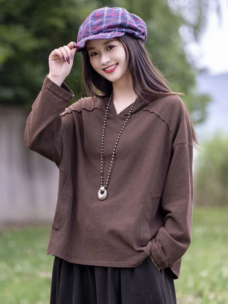 Max LuLu Design Autumn Ladies Hooded Clothes Womens Vintage Big Size Casual T-shirts Fashion Loose Harajuku Classic Cotton Tops