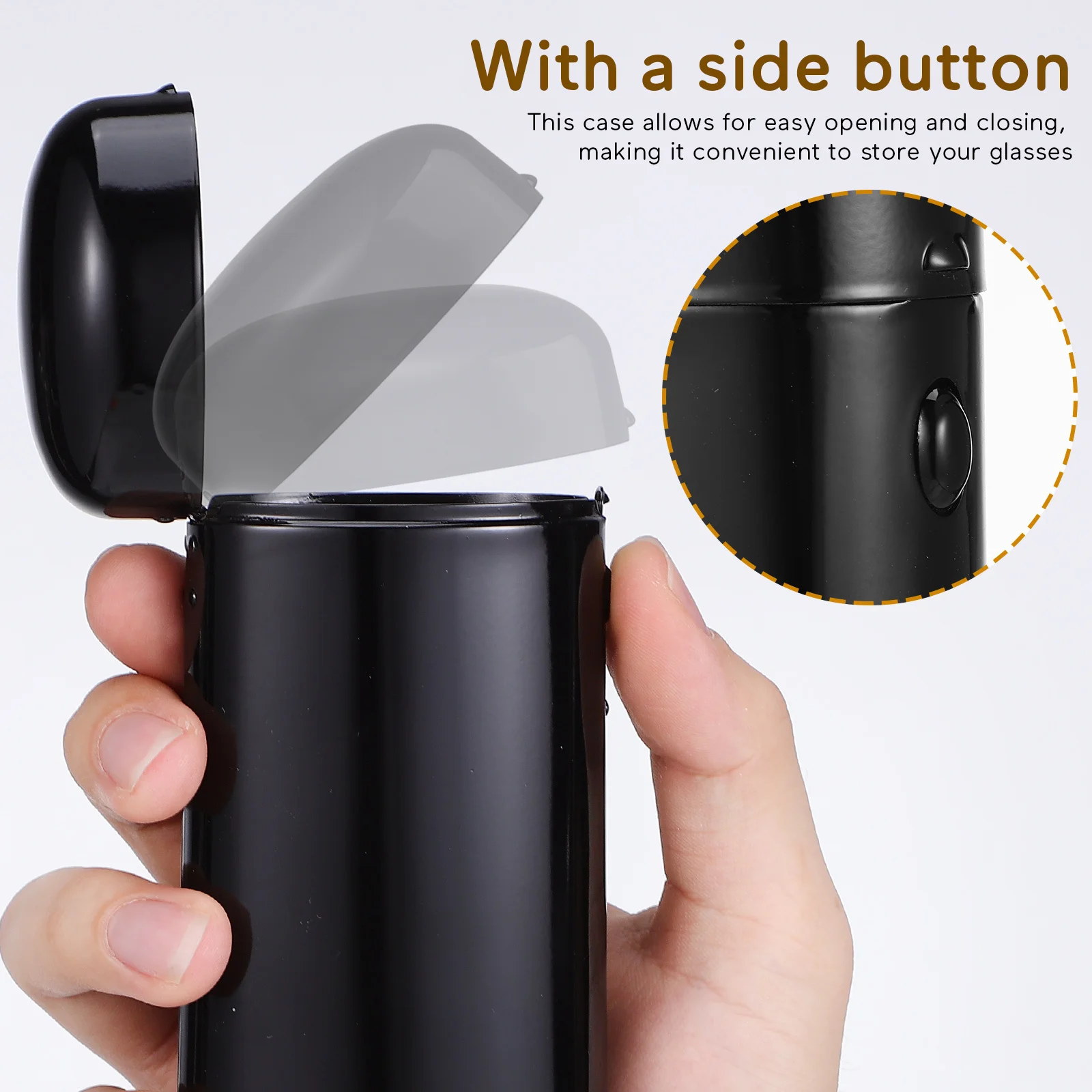 حافظة نظارة معدنية متينة، نظارات شمسية صلبة رفيعة، حماية من السفر، زر جانبي سهل التشغيل للرجال والنساء #4