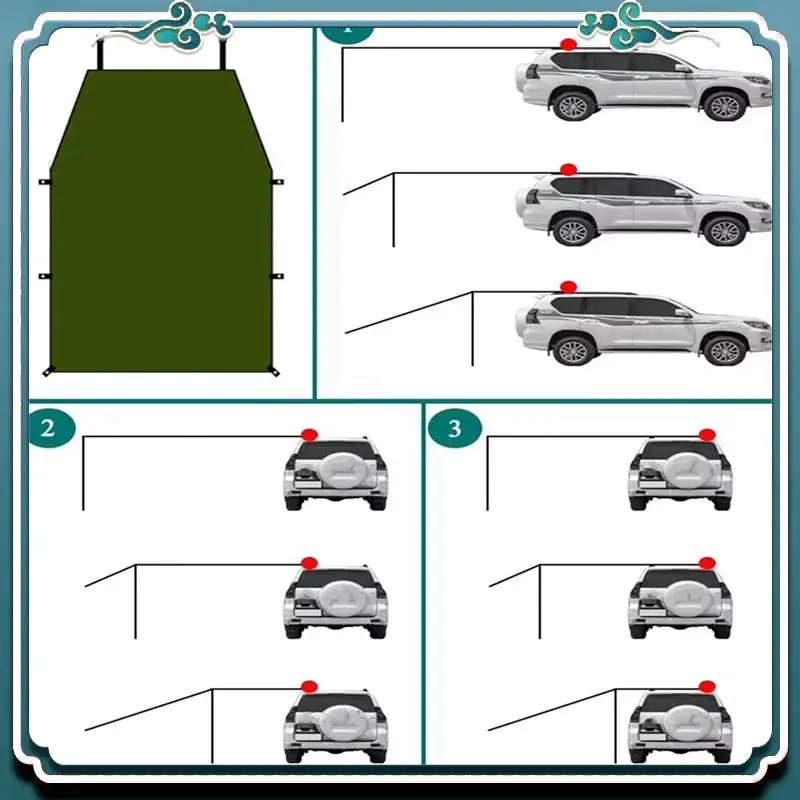 

Reliable Portable Car Shelter Shade Camping Side Car Roof Top Tent Anti-UV Sunshade Waterproof Awning Parasol Rain Canopy