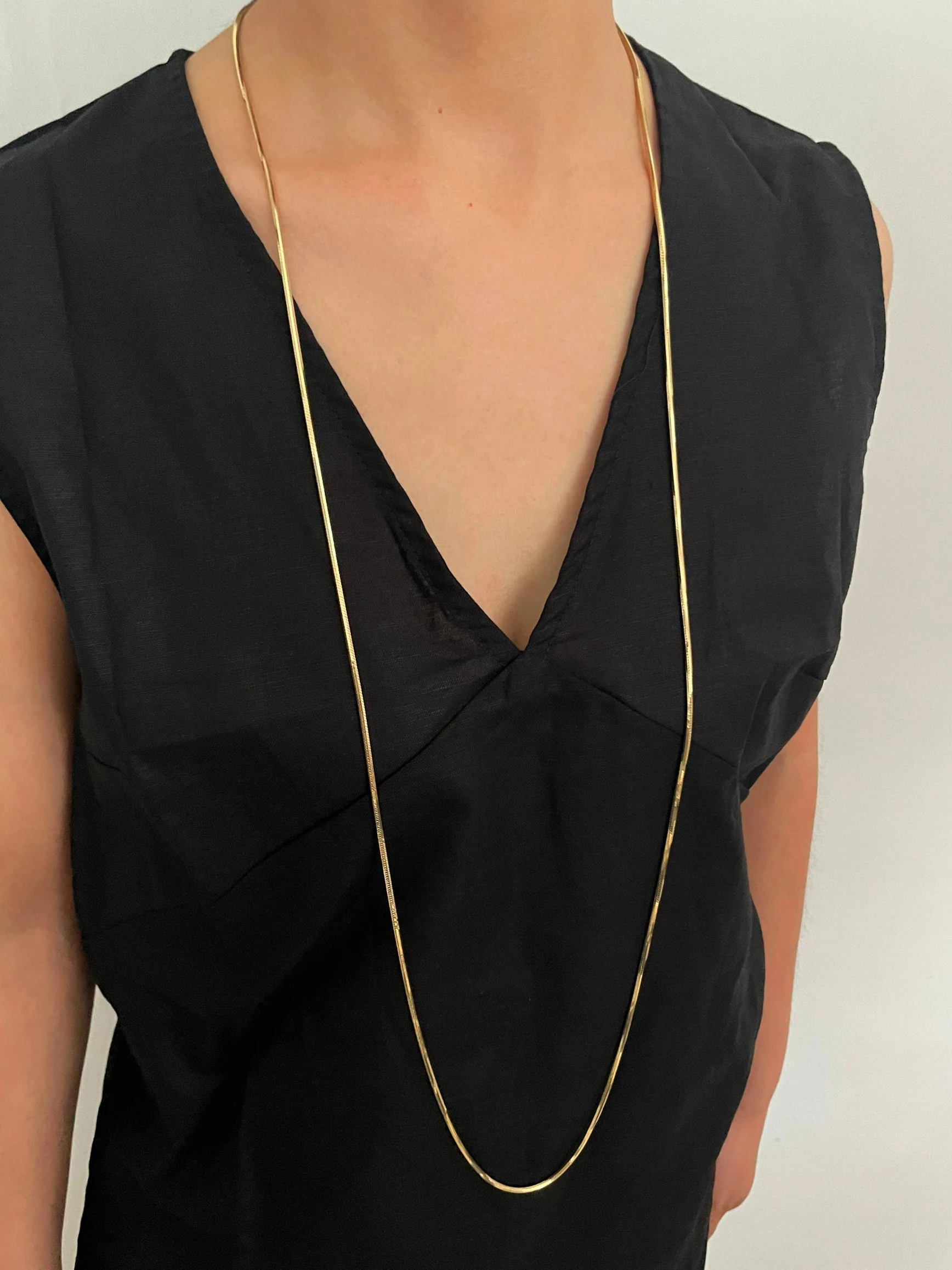 Peri\'sbox 110cm Long Trendy Simple Square Snake Chain Necklace for Women Men 18K Gold Plated Stainless Steel Waterproof Jewelry