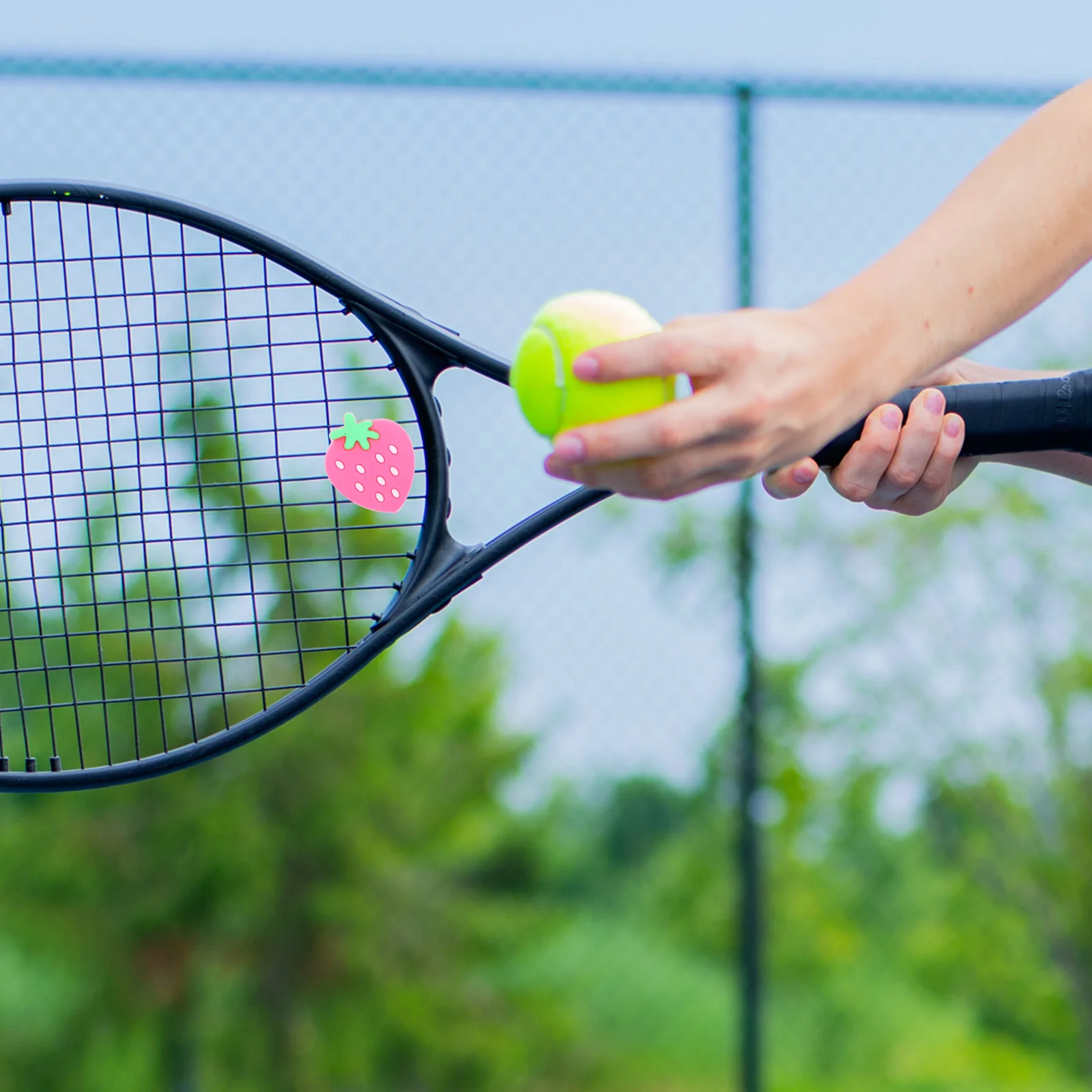 

3pcs Tennis Racket Shock Absorber Cute Strawberry Pink Vibration Dampener Silicone Accessories Unique Gift for Tennis Lovers