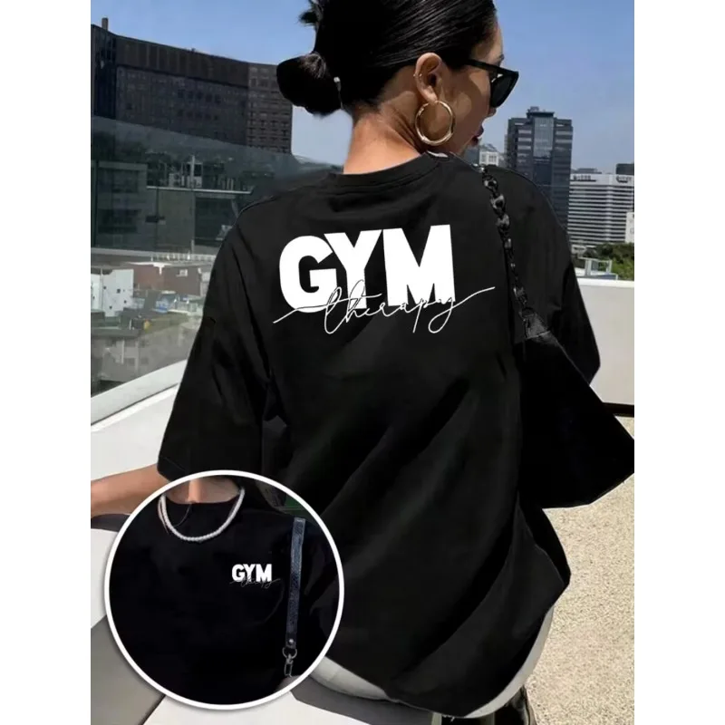 Y2k GYM Therapy Streetwear T Shirt Gift Casual Tee Retro Vintage T Shirt Women Men Oversized Loose Summer Top