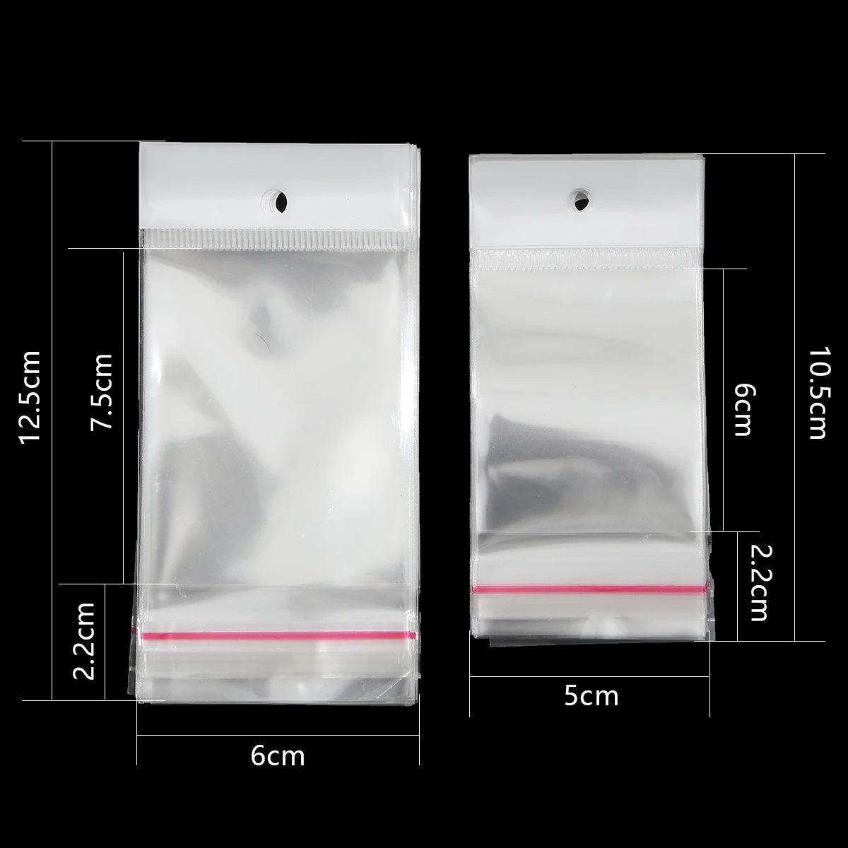 100Pcs 5x10.5cm-8x27cm Opp Bag Self Adhesive Clear Transparent Plastic Storage Bag With Hang Hole Jewelry Gift Packaging Pouches