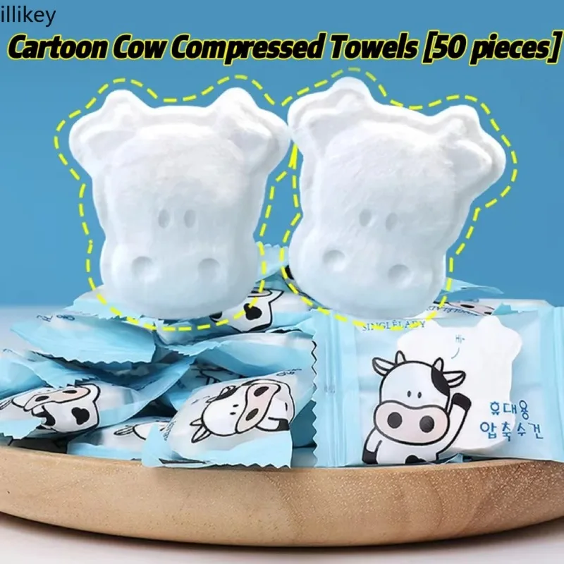 50Pcs Compressed Towel Thicken DisposableTowel Portable Travel Cartoon Shape Non-woven Face Towel Water Wet Wipe Outdoor Tissues