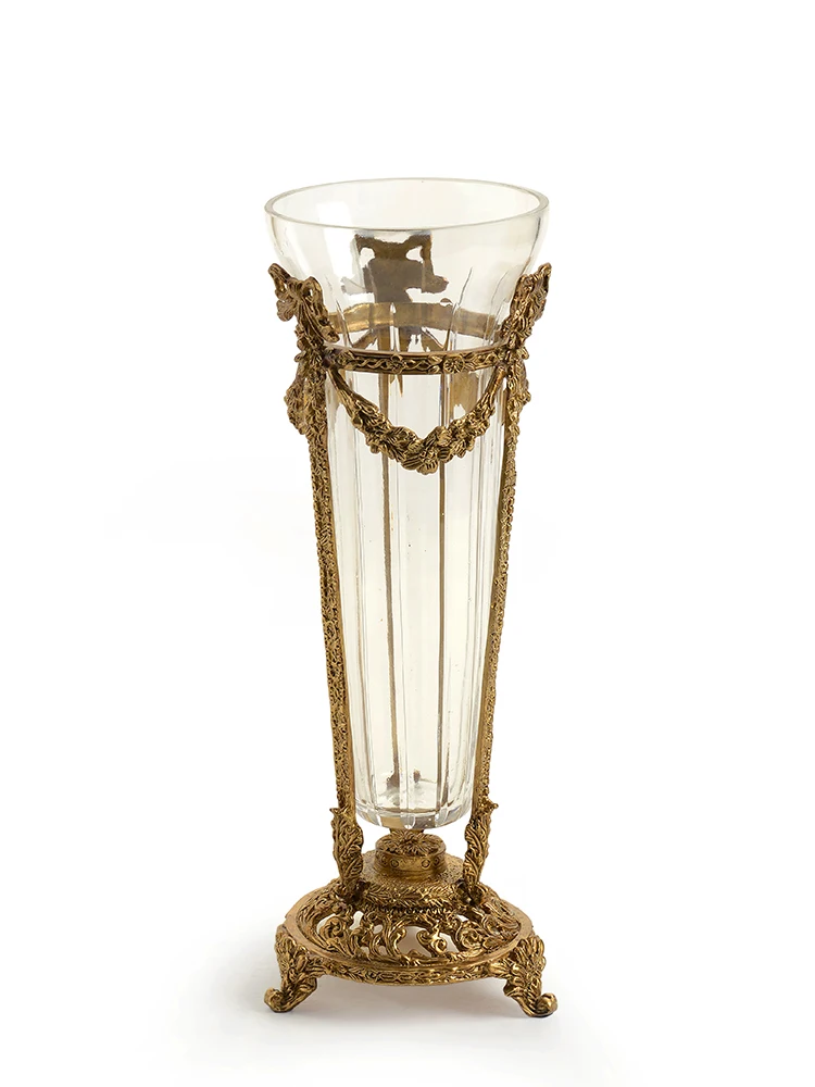 De Lujo cobre florero estilo europeo oro cristal florero casa Oficina Accesorios adornos de mesa transparente Vaas casa EH50VA