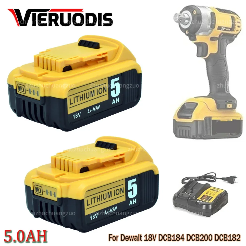 

5000mAh 6.0Ah For Dewalt DCB200 Replacement Battery Compatible For Dewalt 18V 20V Tools DCB120 DCB182 DCB200 DCB609 Battery