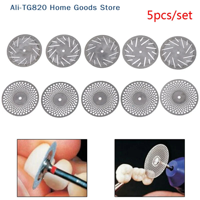[TG820]5pcs Dental Ultra-thin Double Sided Diamond Cutting Disc Mandrel Teeth Whitening