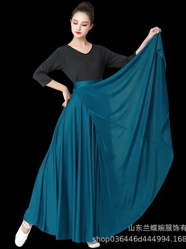 Flamenco Skirt For Women Spanish Dance Skirt Belly Dance Long Dress Big Swing Skirt Gradient Color Performance Gypsy Dress