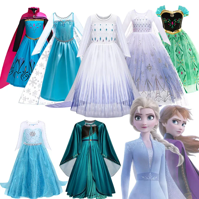 Disney Frozen Dresses for Girls Cosplay Elsa Anna Costume Snow Queen Birthday Party Children Clothes Carnival Halloween Costumes