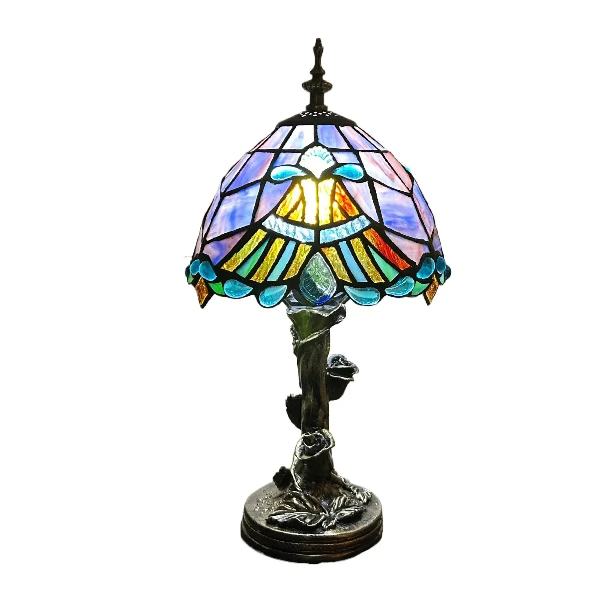 8 inch 20cm Stained Glass Shade Tiffany Vintage Desk Lamp