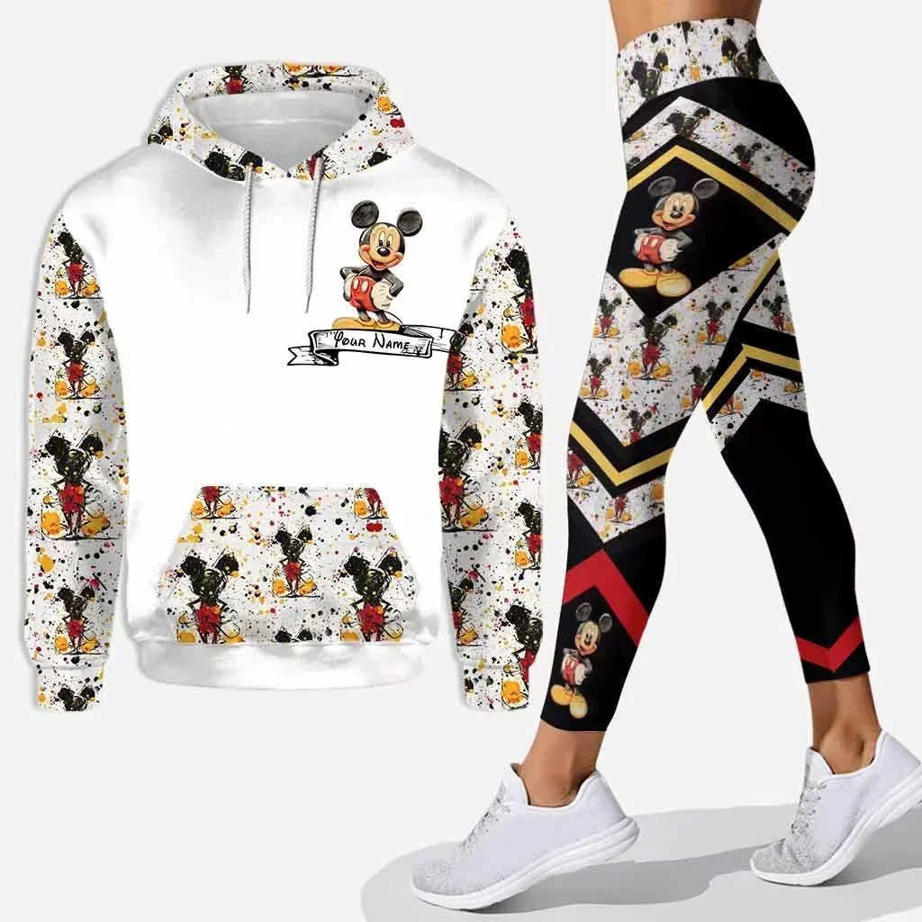 New Disney Mickey Mouse 3D Hoodie Women\'s Hoodie Suit Mickey Yoga Pants Sweatpants Fashion Sports Suit