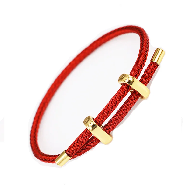 3mm Adjustable Braided Cord String Stainless Steel Wire Keel Rope Bracelet Men Femme Lucky Red Thread Braclet Couple Braslet