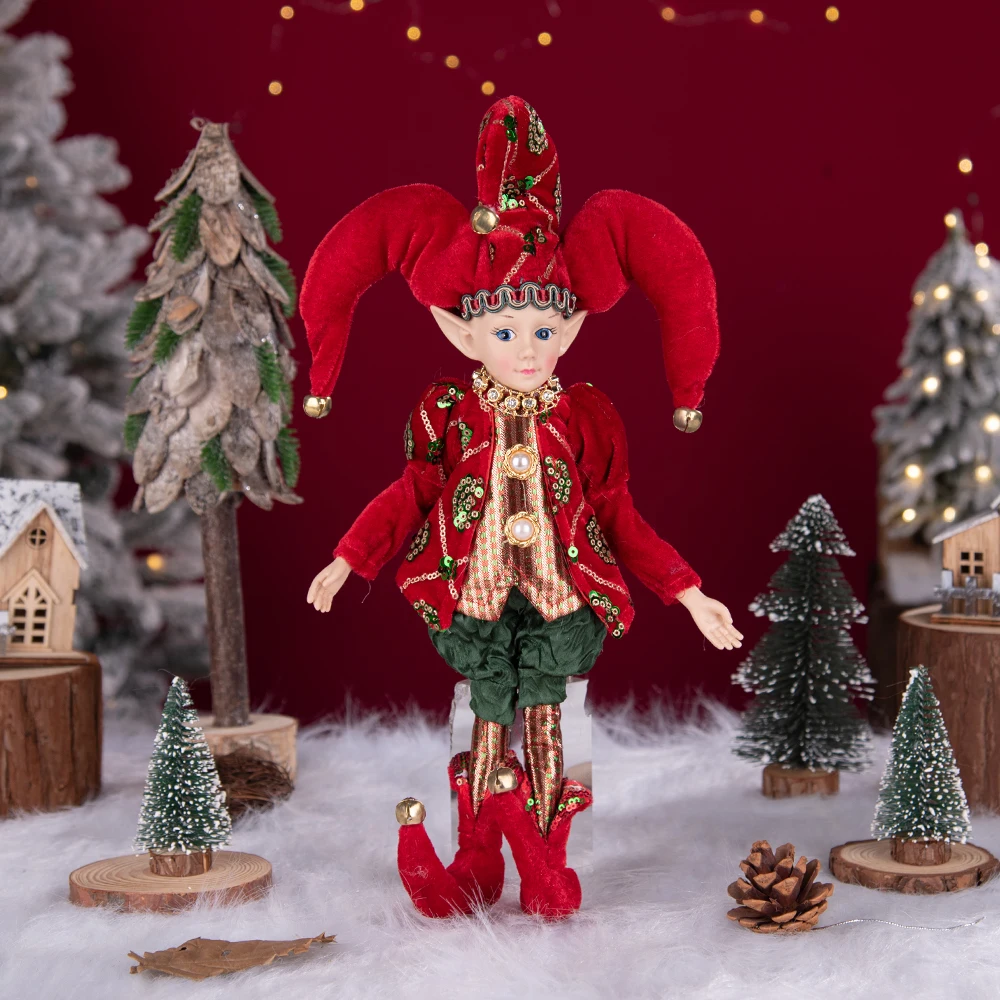 Elf Red Gold Plush Doll Elf Toy Christmas Tree Ornaments  New Year Holiday Party Gifts For Children 2024 Navidad Natal Decor