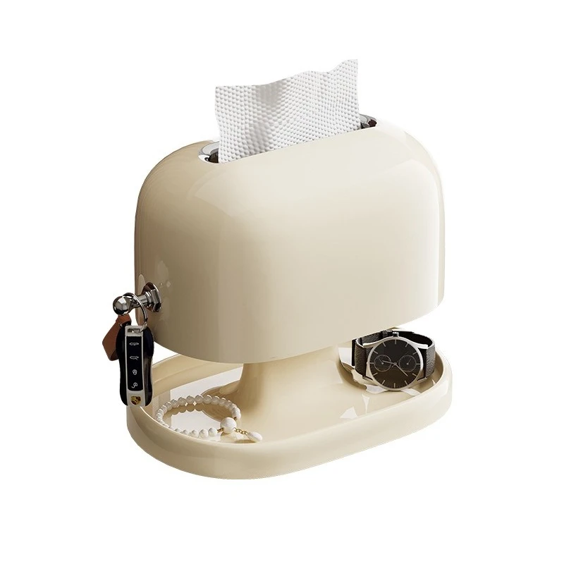 Tissue box Household multi-functional sundries storage rack Living room porch Double-layer spring design Desktop paper box