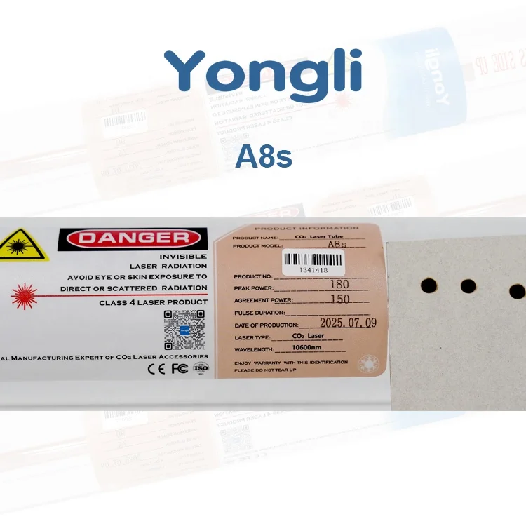 

Manufacturer Top Manufacturer Yongli 2025 Co2 Laser Tube A8s 150W-180W Length:1862mm Diameter:80mm
