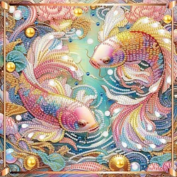 DIY Colorful Koi Fish 5D Special Shape Diamond Art Kits for Beginners,Diamond Art Painting Kits for Home Wall Decoration Gift