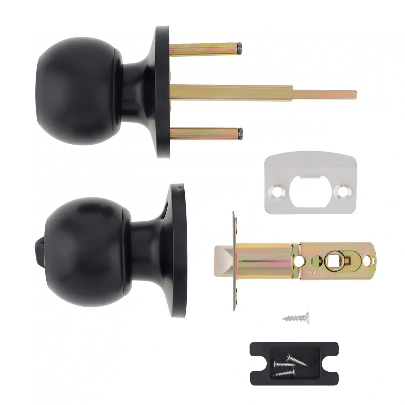 Clássico aço inoxidável porta Knob Locks, preto fosco, banheiro portas de madeira, 1, 18-1, 97 Polegada Espessura, 3 Copper Material Key