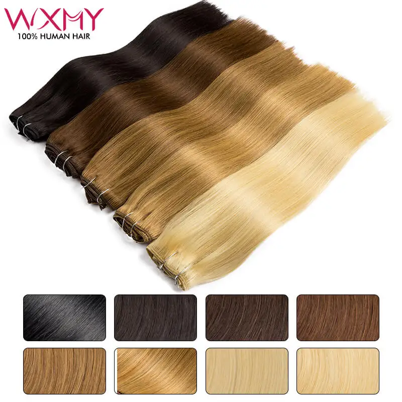 Clip In Hair Extensions Human Hair 8Pcs/set Clip Ins Straight Hair Full Head For Women 100% Remy Human Hair 12