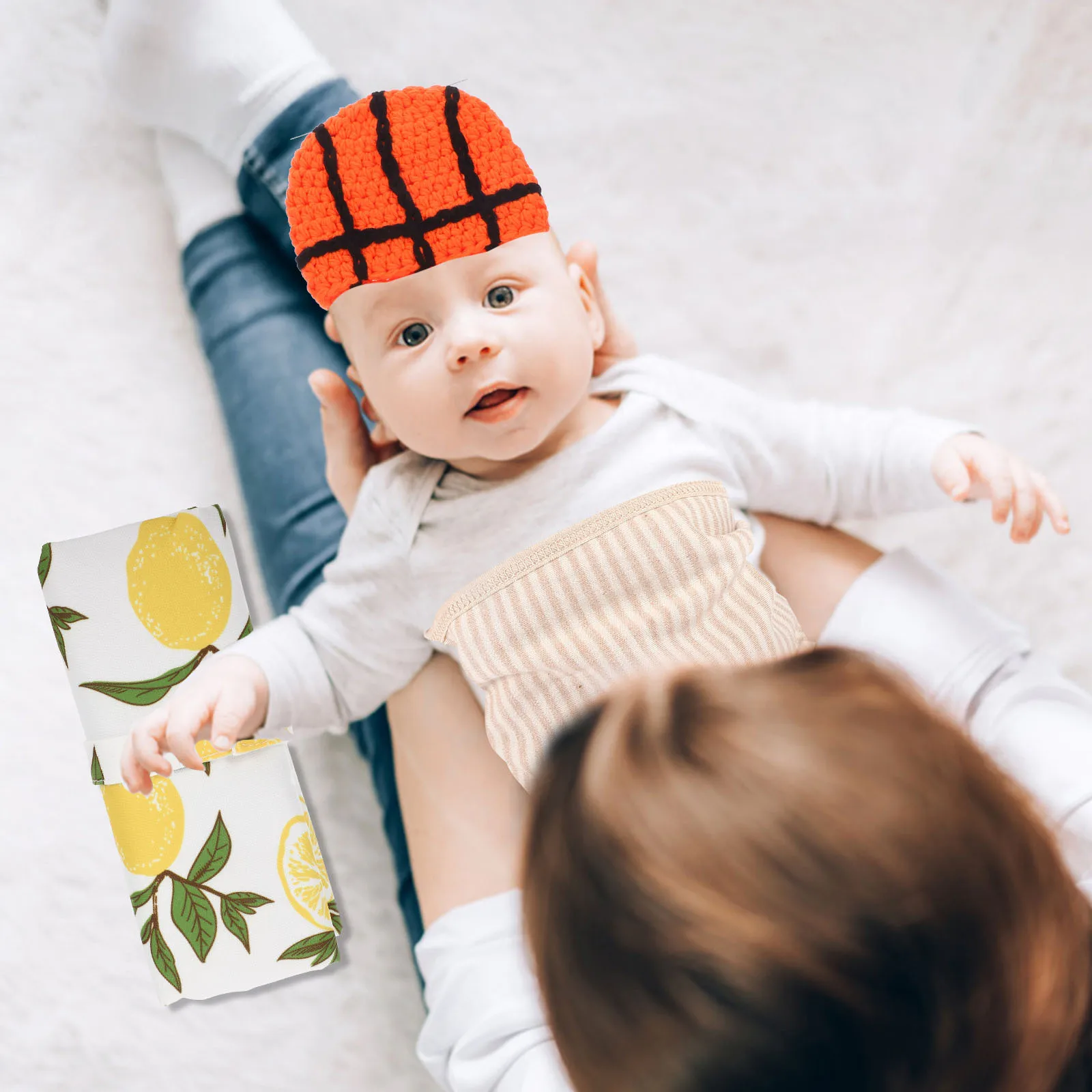 

Unisex Outfit Knitted Hat Crochet Net Wrap Newborn Photography Props Breathable Stretchy Comfortable Gift