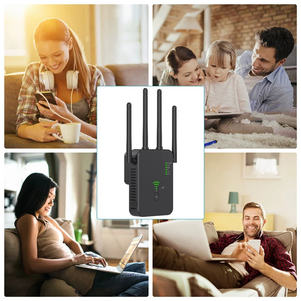 Router Wireless Repeater 1200Mbps สัญญาณ WiFi Booster Dual-Band 2.4G 5G WiFi Extender Gigabit WiFi Amplifier Home Office กลางแจ้ง