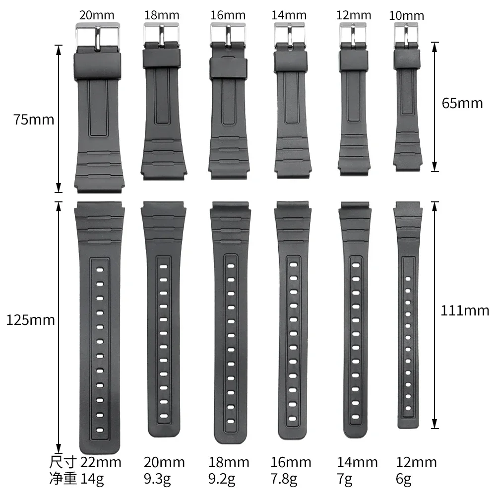 12/14/16/18/20/22mm Silikon-Uhrenarmband für Casio W800H SGW400 F91W F84 F105/108 A158/168 AE1200/1300 Band PU-Harz-Armband – Detail 9
