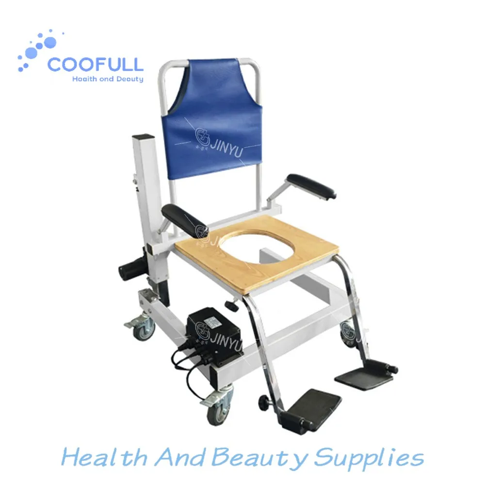 Coolfull JINYU Hydraulic Patient Transfer Lift Commode Toilet Bath Chair Wheels for Disabled Patients Daily Living Aids Model