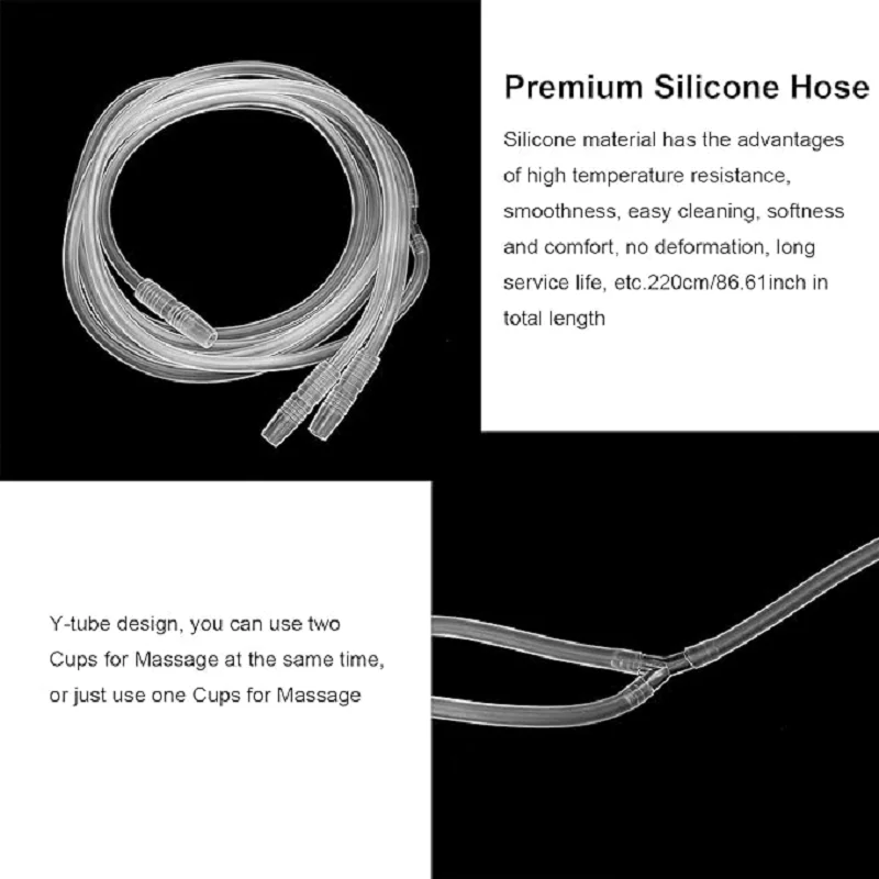 Small Y Type Hoses Vacuum Cupping Machine Accessories Premium Silicone Hose Tubing for Breast/Butt Lift Cups Clear Tool