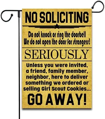 Funny No Soliciting Flag Homeowners Flag Funny Go Away Flag Funny Garden Flag No Soliciting Sign mothers day House Gift Decor Ya