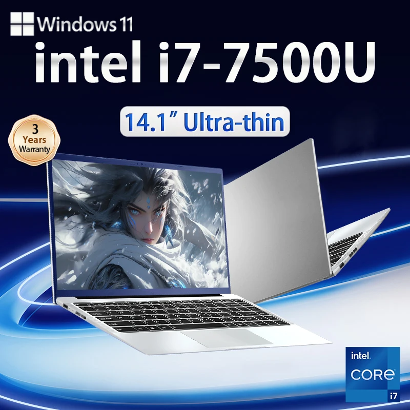 

Новый портативный портативный ноутбук Intel Core i7 7500U 14,1 дюйма 1920*1080 HD игровые ноутбуки Windows 11 DDR4 12 ГБ SSD 1 ТБ ПК ноутбук