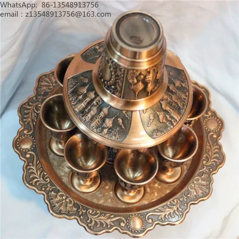EX574 European Style Red Copper Wine Decanter Handmade Copper Tableware Festival Gift Pakistan Craft