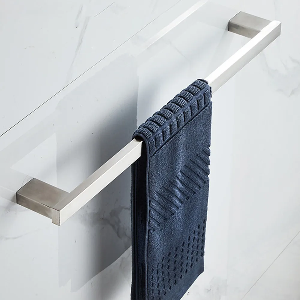 304 Stainless Steel Towel Bar Brushed Chrome Plated Silver Towel Rod Rust Proof Wall Mounted Towel Rack Bathroom Laundry Room