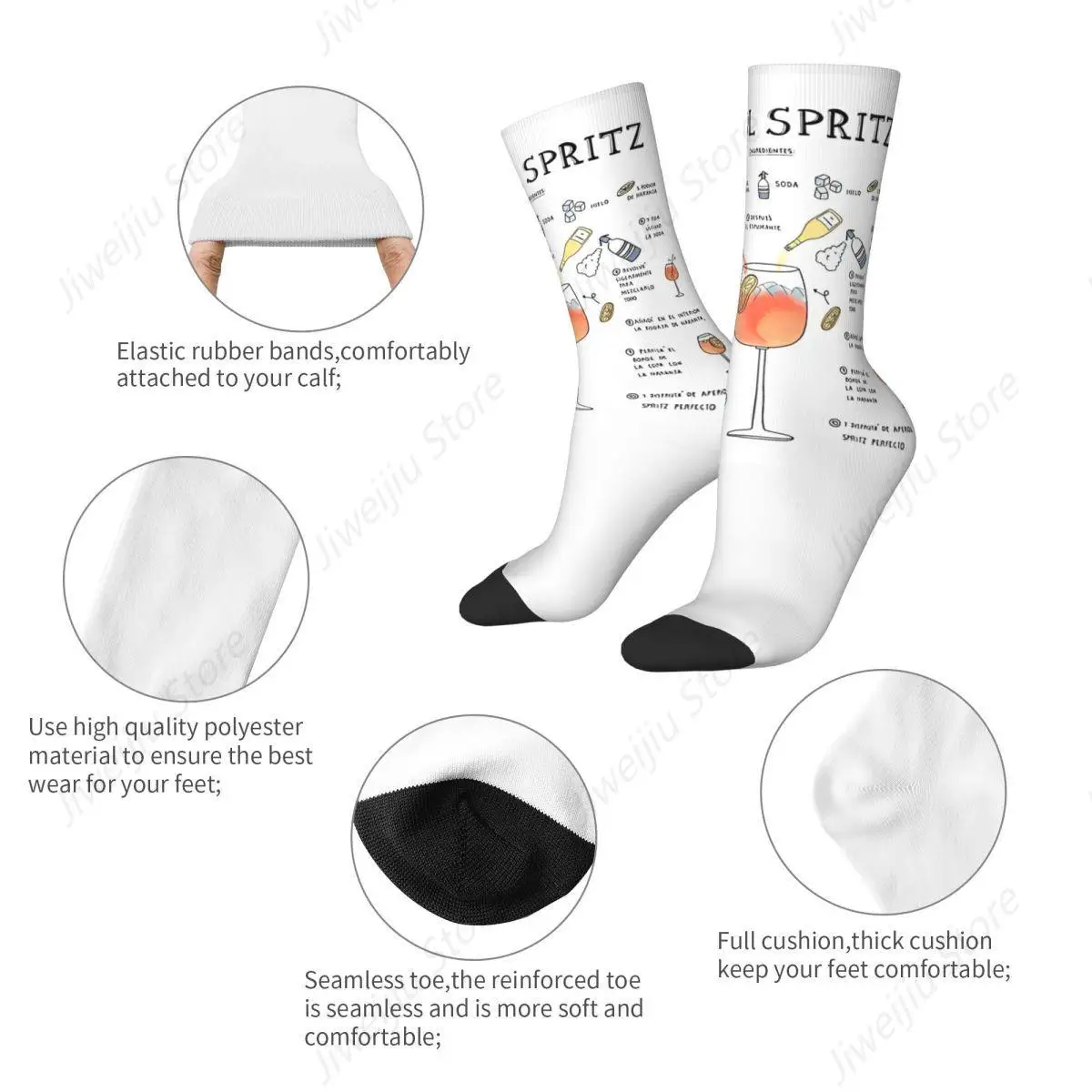 Winter Warm Funny Women Men Aperols Spritz Italy Cocktail Socks Non-slip Sports Socks