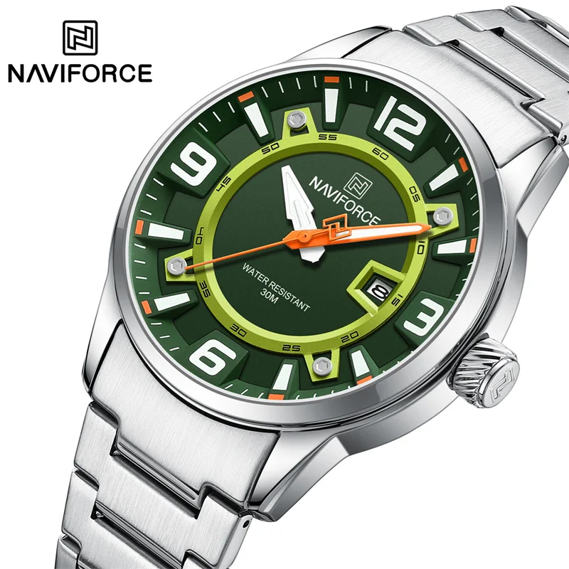

TOP Brand NAVIFORCE Original Men's Fashion Watch Stainless Steel Strap Waterproof Luminous Date Quartz Wristwatches Reloj Hombre