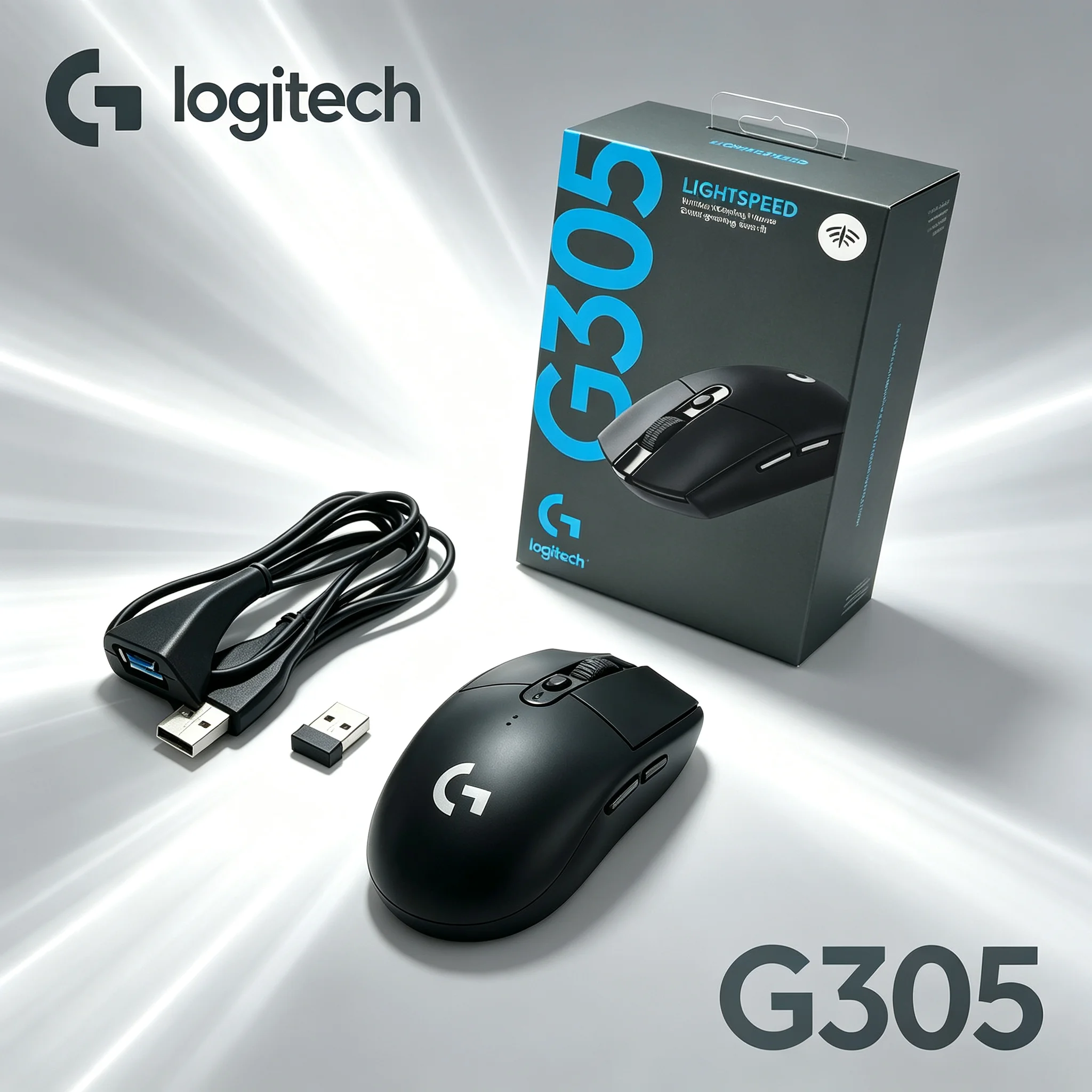 Logitech G305 Wireless Gaming Mouse With Transfer Adapter Cable Custom DPI Settings Mice For Office Daily Work And Multi‑Type On