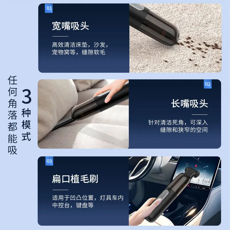 مكنسة كهربائية للسيارة V02H عبر الحدود، مكنسة كهربائية صغيرة محمولة للسيارة والمنزل مزدوجة الأغراض، منظف شعر الحيوانات الأليفة