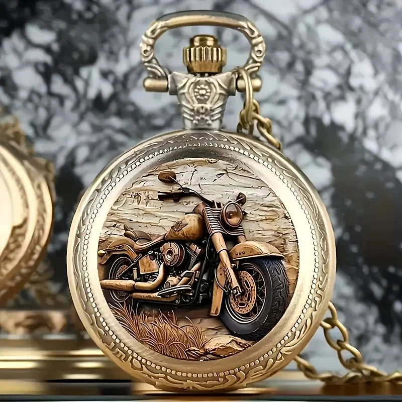 Multiple classic motorcycle pocket watches with exquisite designs, birthday gifts, fashionable accessories, and trends