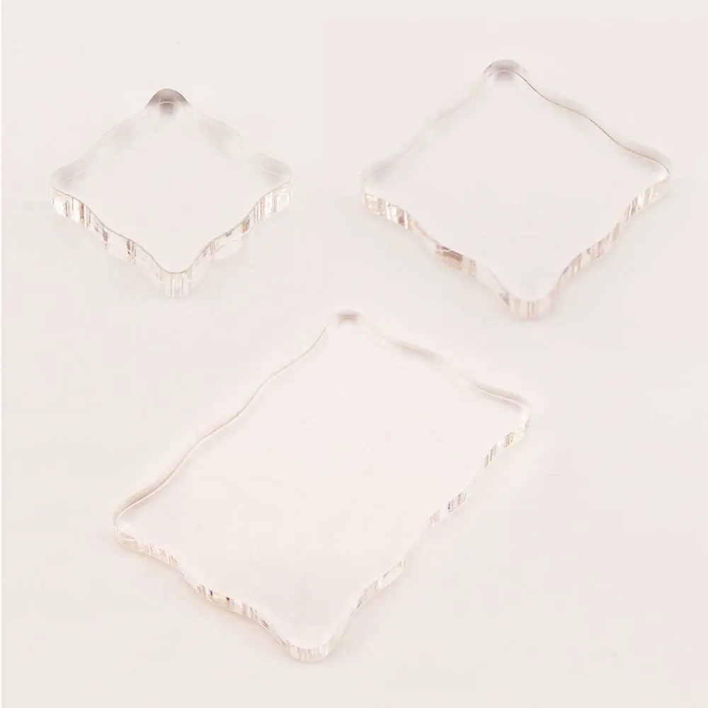 For Fun DIY Transparent Seal Stamp Block for DIY Scrapbook Clear Photo Album Decorative Organic Glass Acrylic Handle Back Plate