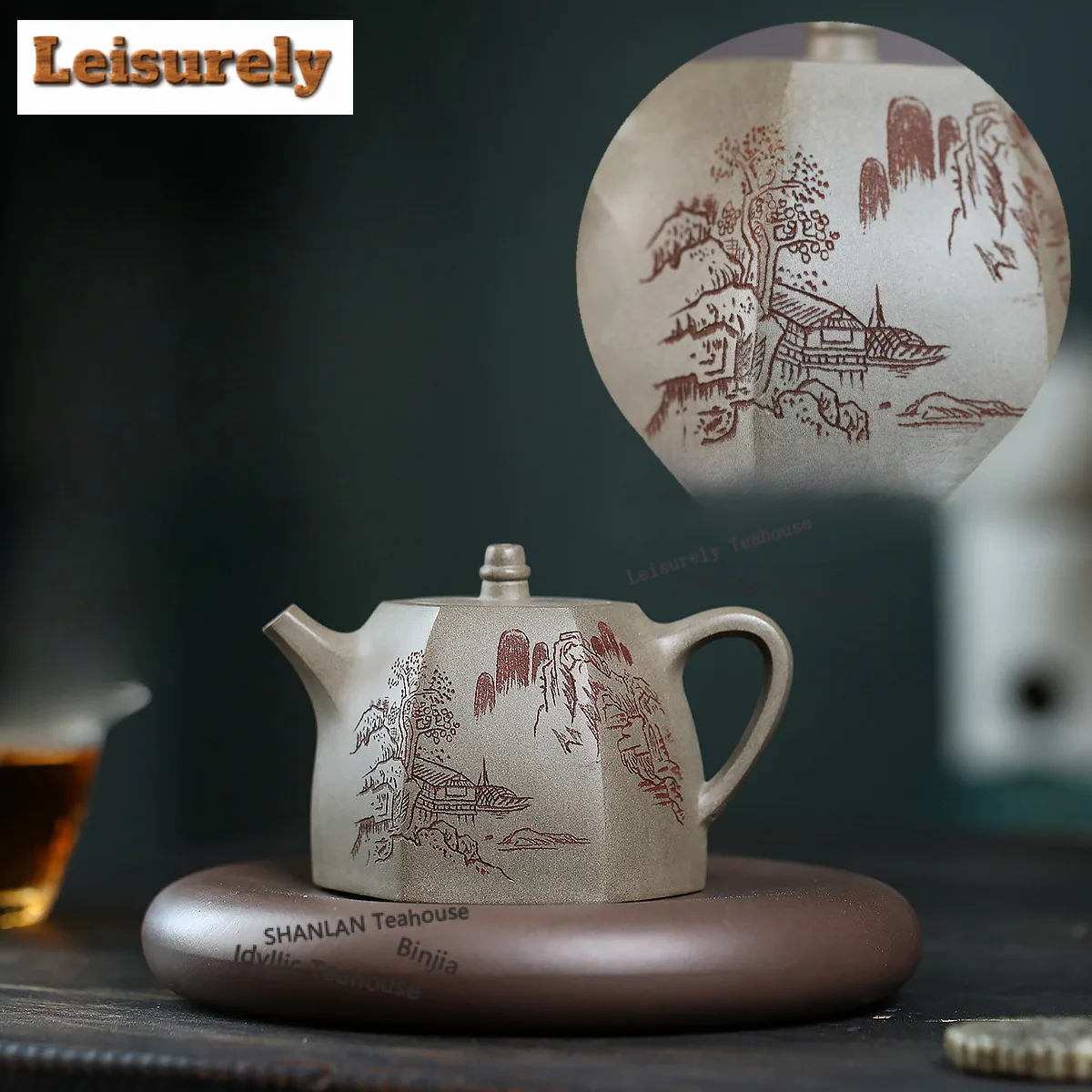 

300ml Yixing Purple Clay Teapots Famous Master Handmade Hexagonal Pot Raw Ore Livid Section Mud Tea Making Kettle Zisha Tea Set